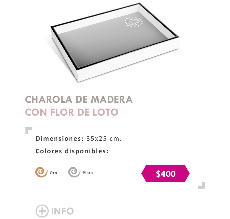 Charola de Madera Flor de Loro Plata