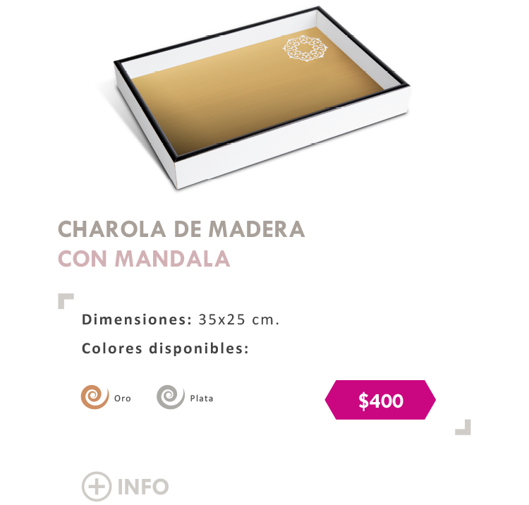 Charola de Madera Mandala Oro